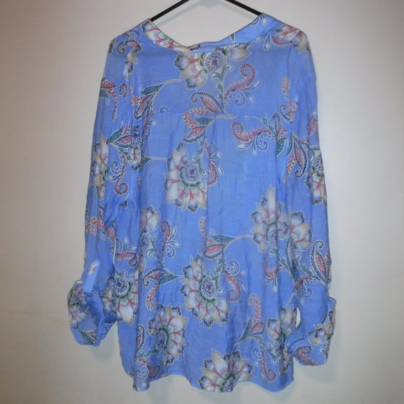 Ruby Rd. Blue Floral Blouse - Picture 3 of 3